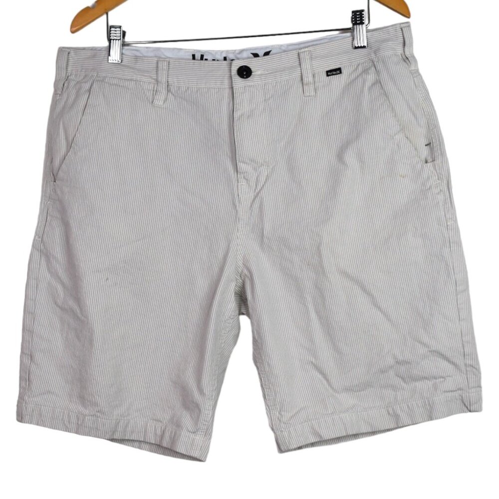 Hurley Shorts 36 Mens Striped 100% Cotton Skater Casual Board Light wash